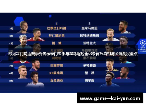 欧冠冷门精选赛季秀揭示豪门失手与黑马崛起全记录背后真相与关键战役盘点
